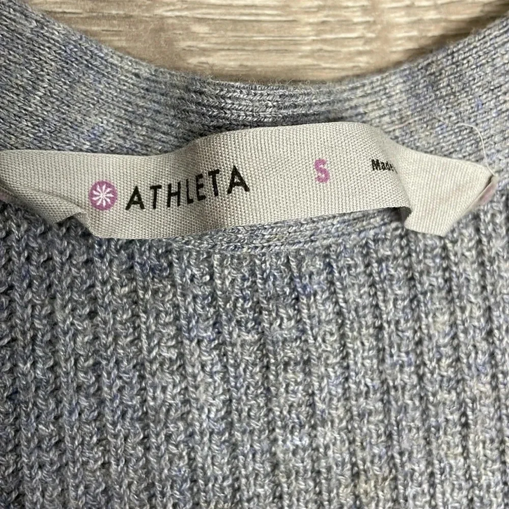 Athleta Long Sweater Duster Cardigan Merino Wool Blend Blue Gray S